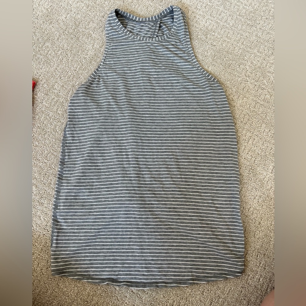 Lululemon Striped Gray Sleeveless Women's Top size 4 Tie Back